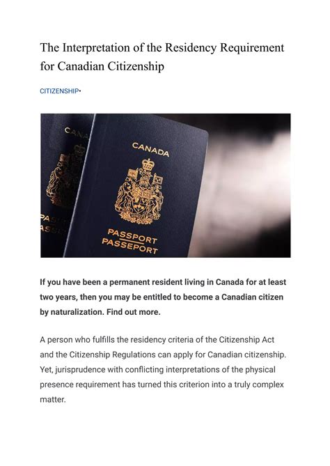 canadian residency requirements for americans.